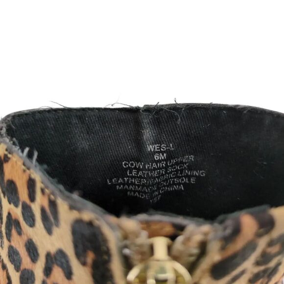 Steven Steve Madden Size 6 Wes Leopard Print Calf Hair Leather Booties Ankle Zip - Picture 5 of 8